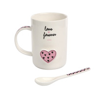 Forever Love šolja 360ml sa kašikom dek. Pink heart 1010031149