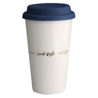 Termo šolja Good Life 400 ml sa silikonskim poklopcem bela 1010031243